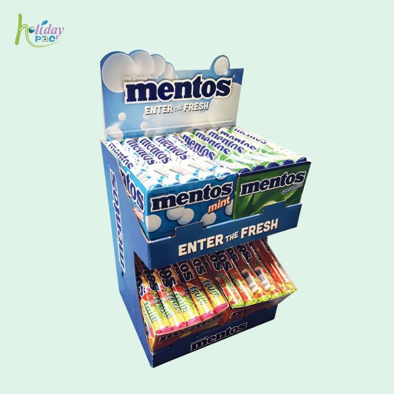 Custom Food Cardboard Counter Display for Candy and snacks with 2 Shelfs-Holidaypac