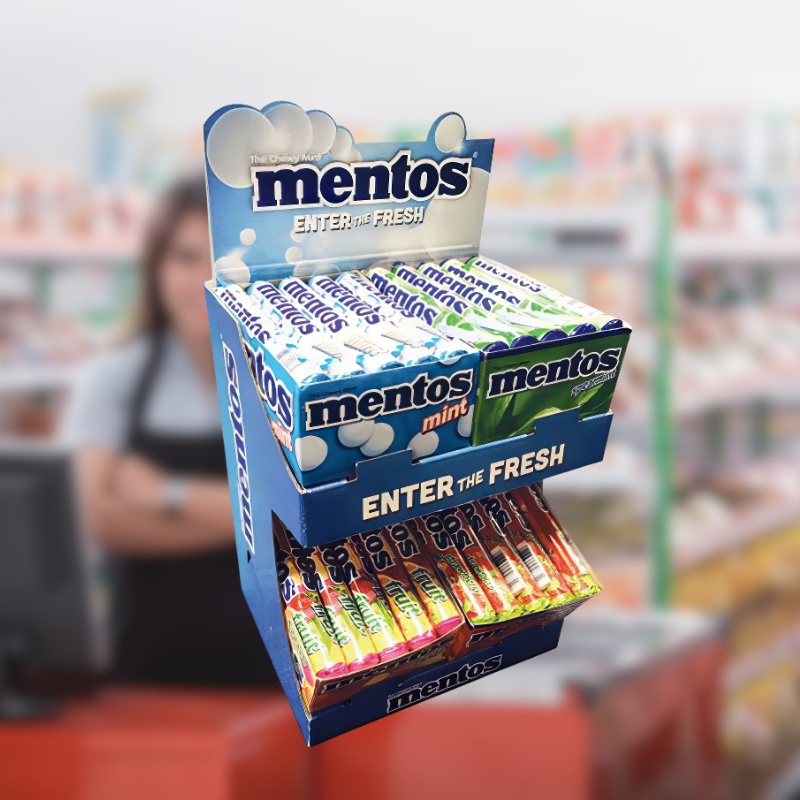 Custom Food Cardboard Counter Display for Candy and snacks with 2 Shelfs-Holidaypac