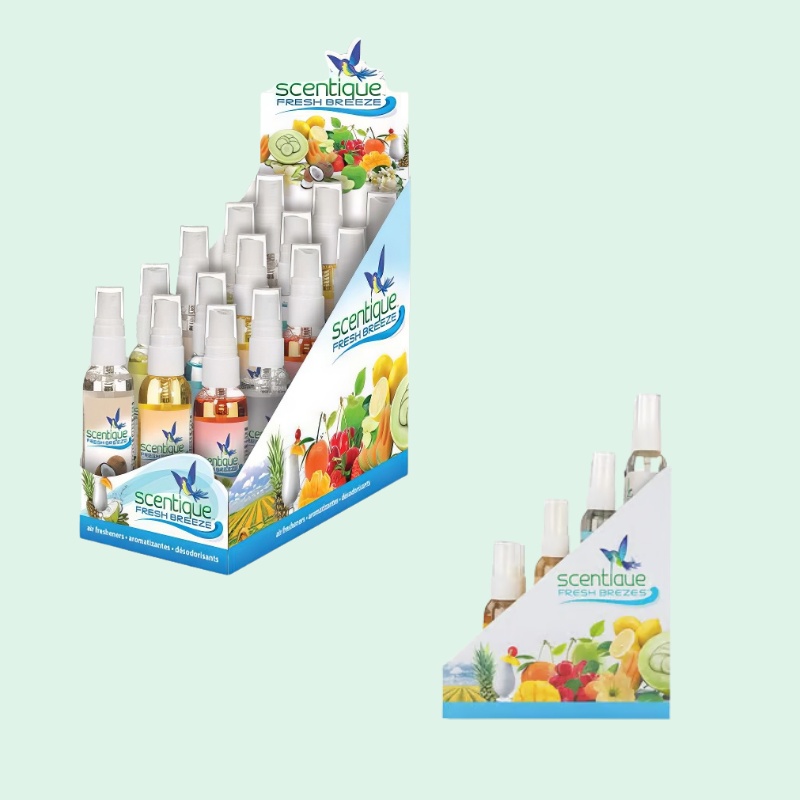 Custom Cardboard Counter Display for Air Freshener Sprays with Tiered Shelves-Holidaypac