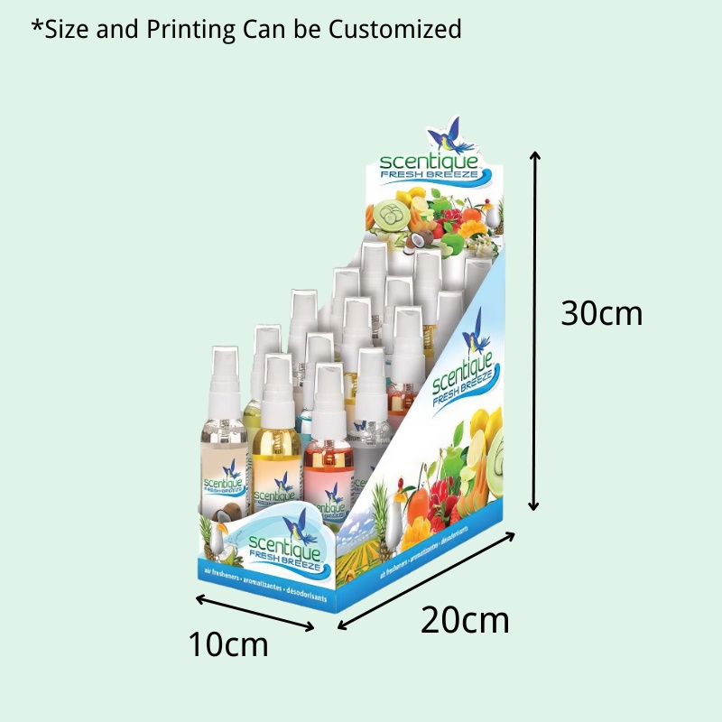 Custom Cardboard Counter Display for Air Freshener Sprays with Tiered Shelves-Holidaypac