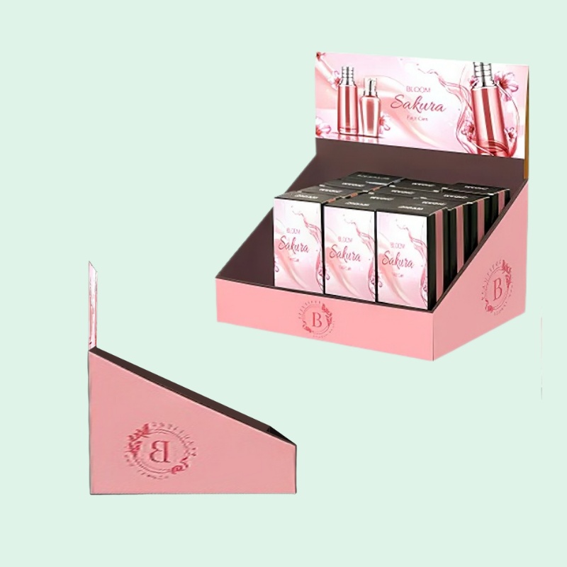 Custom Cosmetic Retail Cardboard Counter Display for Facial Care Products with Hole Insert-Holidaypac