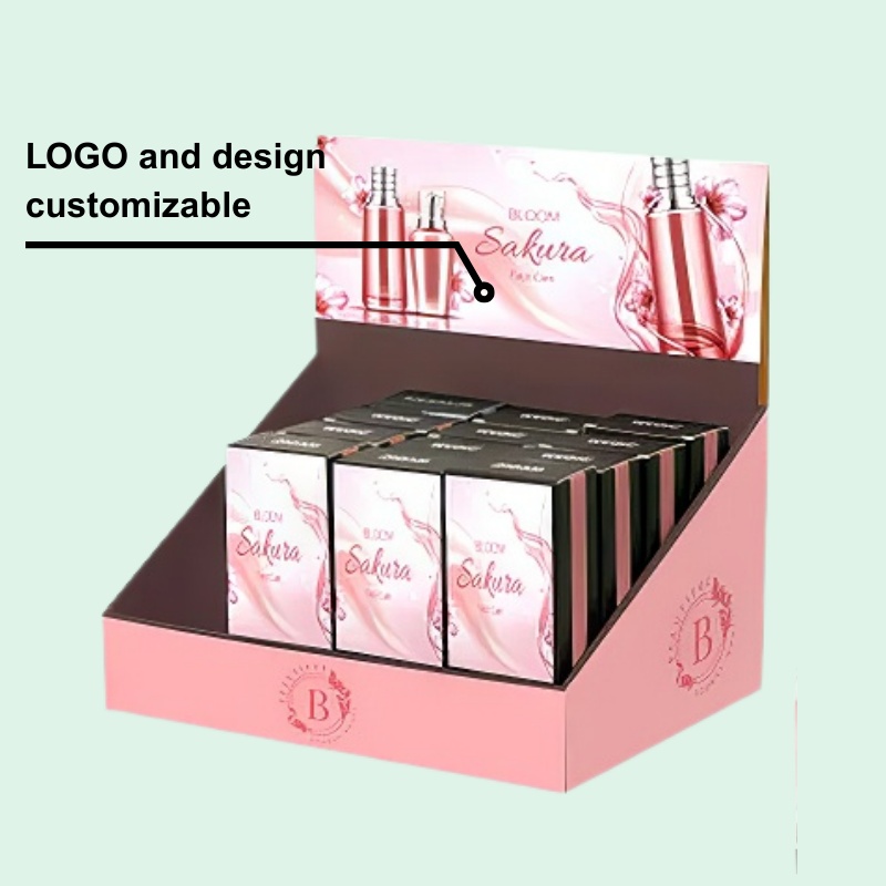 Custom Cosmetic Retail Cardboard Counter Display for Facial Care Products with Hole Insert-Holidaypac