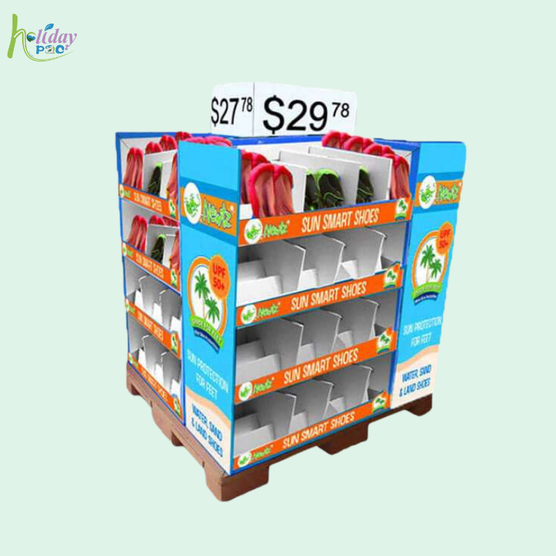 Custom 4-Sided Cardboard Full Pallet Display Box for Shoe-Holidaypac