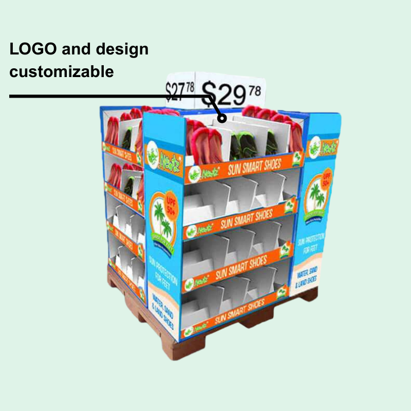 Custom 4-Sided Cardboard Full Pallet Display Box for Shoe-Holidaypac
