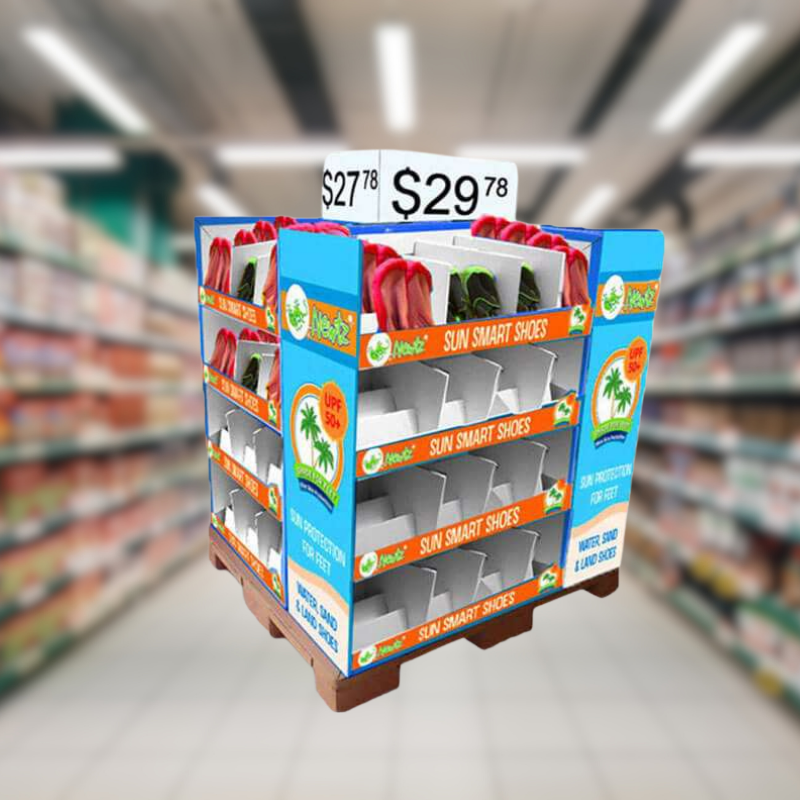Custom 4-Sided Cardboard Full Pallet Display Box for Shoe-Holidaypac