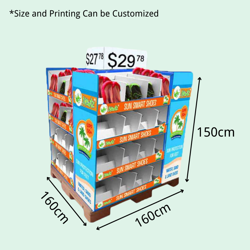 Custom 4-Sided Cardboard Full Pallet Display Box for Shoe-Holidaypac