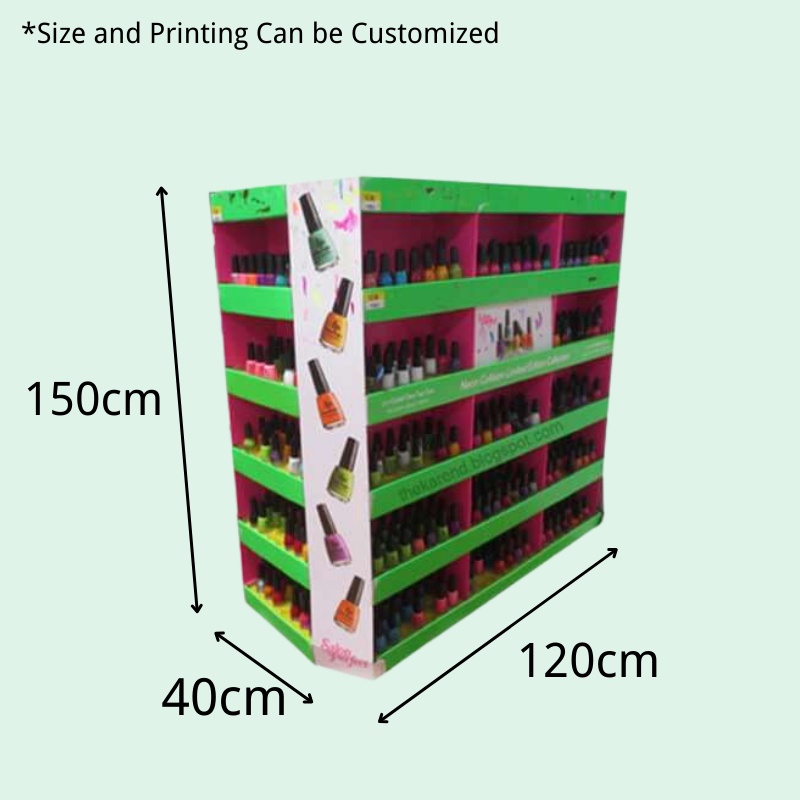 Custom Printing Cardboard Display Shelf for Bottles, Corrugated Paper Stackable Pallet Rack for Kids Toys Book Retail