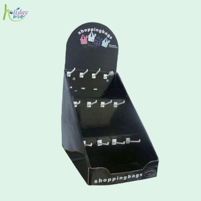 Custom Multiple Hooks Display for Shopping Bags with Header - Holidaypac