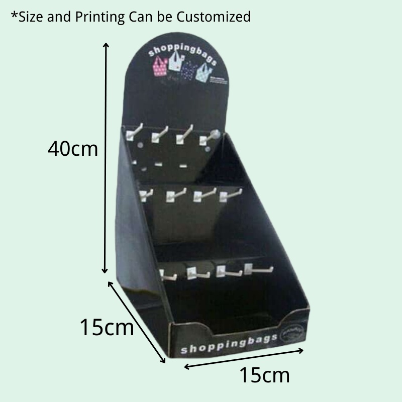 Custom Multiple Hooks Display for Shopping Bags with Header - Holidaypac