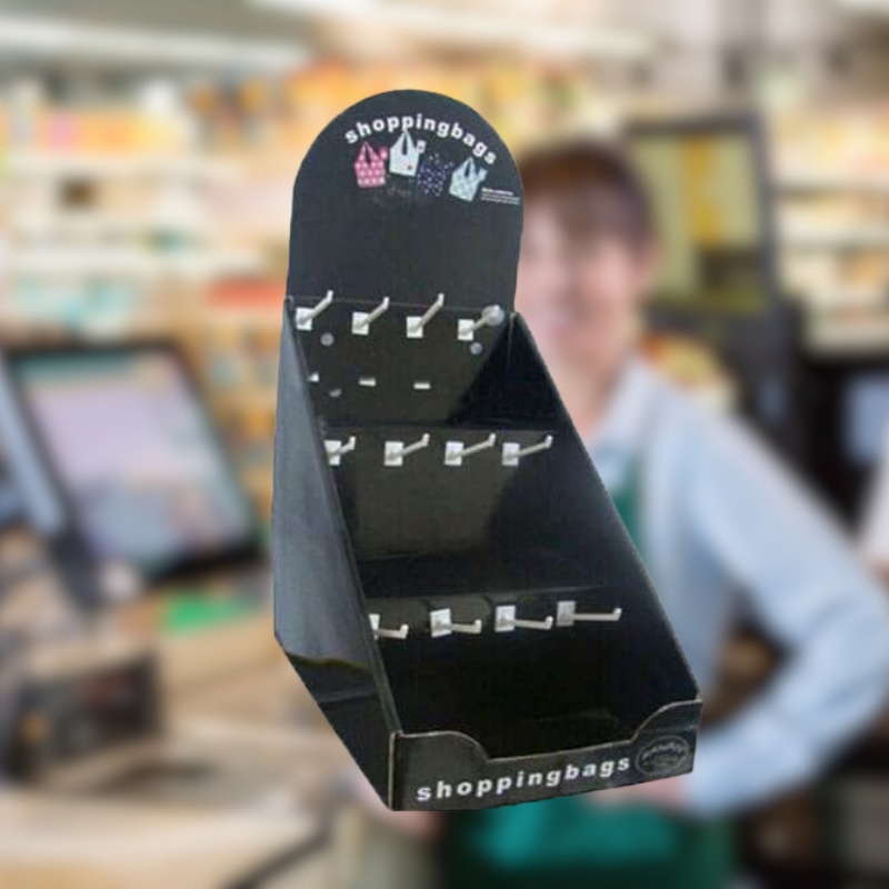 Custom Multiple Hooks Display for Shopping Bags with Header - Holidaypac