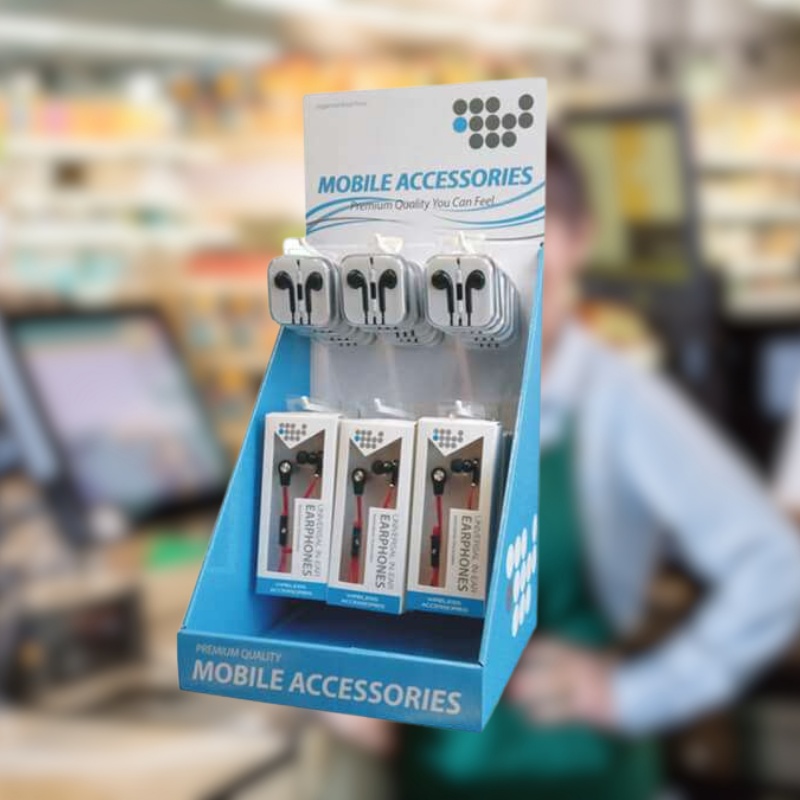   Custom Eco-Friendly Hooks Display for Mobile Accessories with Header - Holidaypac