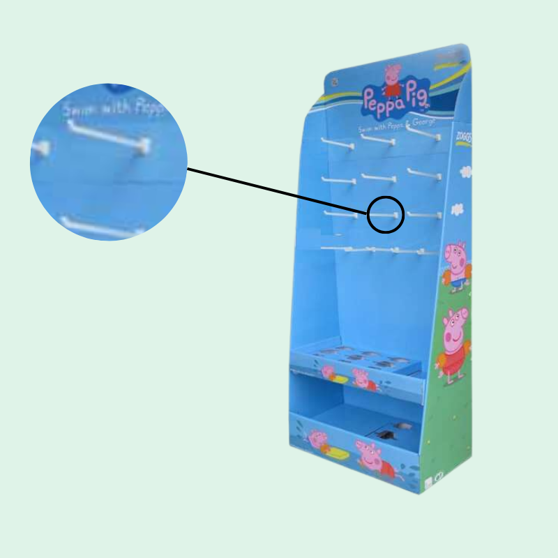 Custom Retail Hooks Display for Peppa Pig Toys with Multiple Sections-Holidaypac