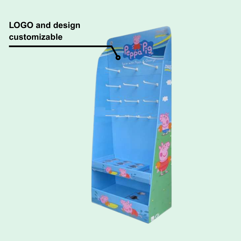 Custom Retail Hooks Display for Peppa Pig Toys with Multiple Sections-Holidaypac