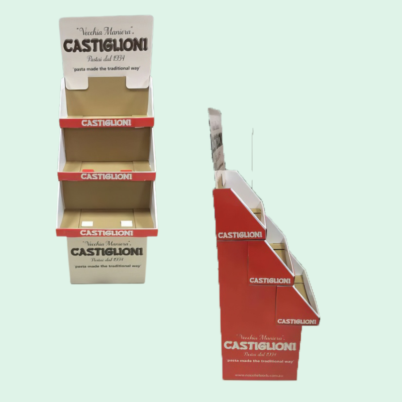 Custom Easy-assemble Floor Display for Pasta with 3 Shelves-Holidaypac