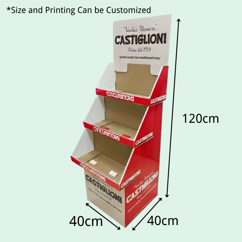 Custom Easy-assemble Floor Display for Pasta with 3 Shelves-Holidaypac