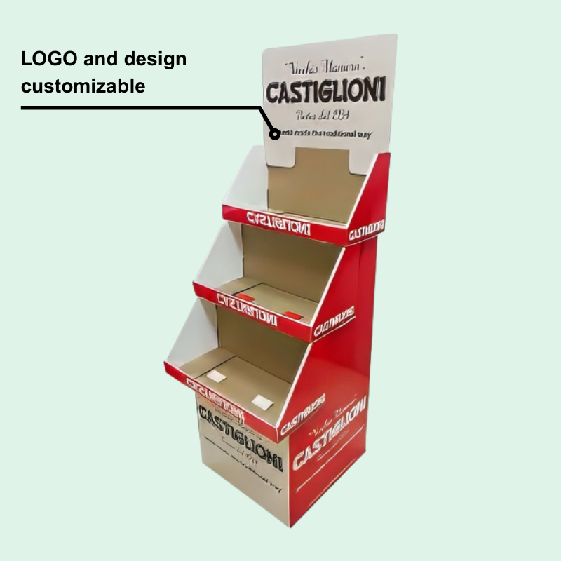 Custom Easy-assemble Floor Display for Pasta with 3 Shelves-Holidaypac