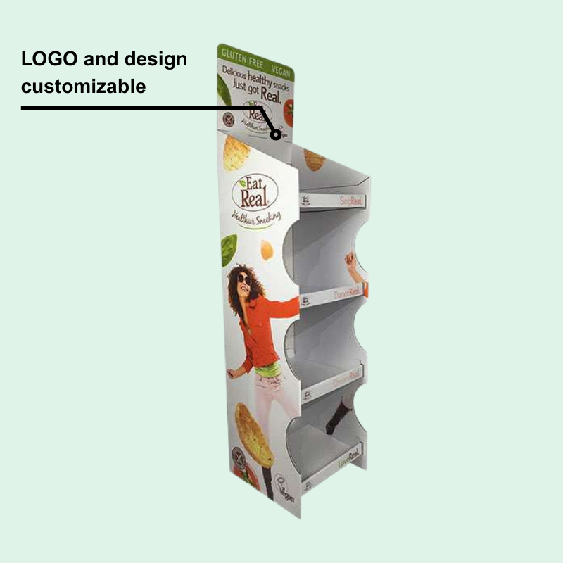 Custom High-capacity Floor Display for Healthy Snacks with 4 Shelves-Holidaypac