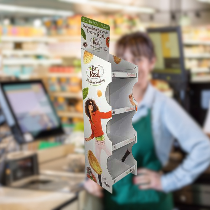 Custom High-capacity Floor Display for Healthy Snacks with 4 Shelves-Holidaypac