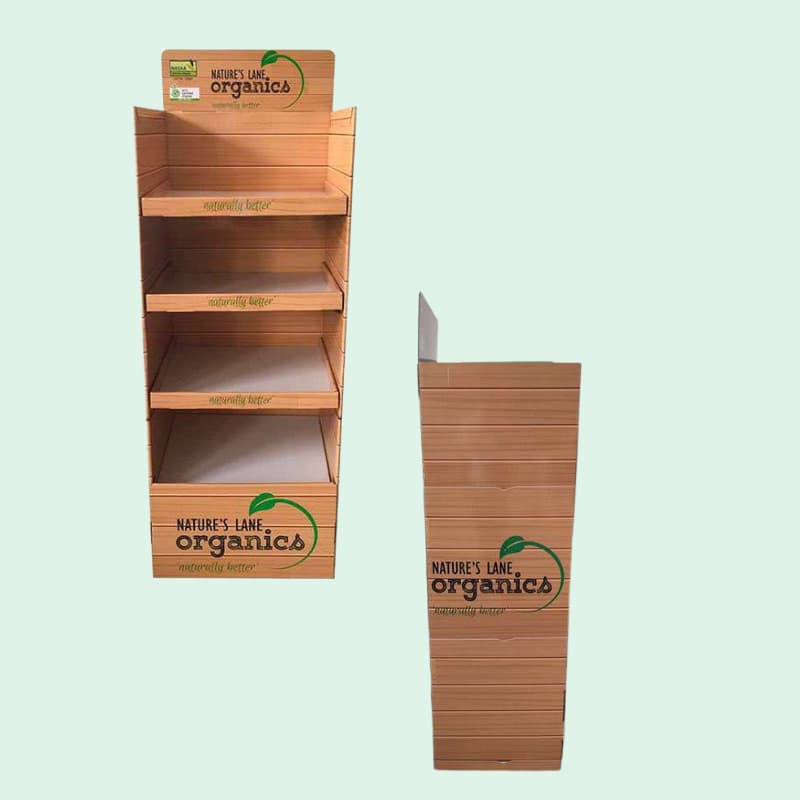 Custom Hight Quality Cardboard Display Units for food products with 4 tiers and header display - Holidaypac
