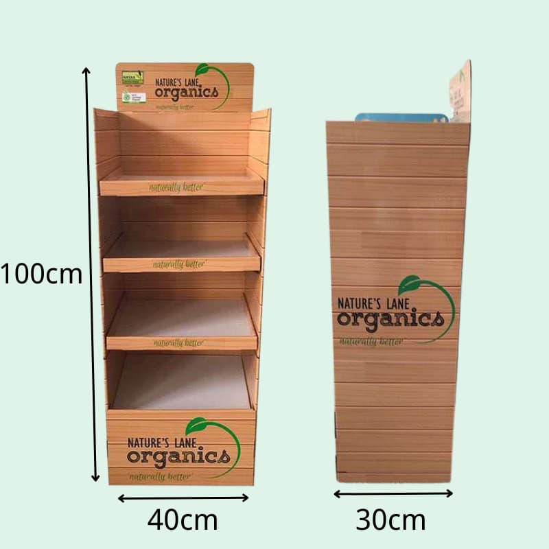Custom Hight Quality Cardboard Display Units for food products with 4 tiers and header display - Holidaypac