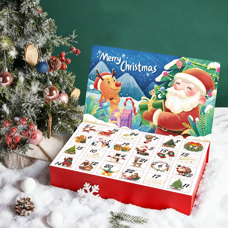 Custom Christmas Clap Advent Calendar Countdown Box with 24 Pockets Blister Tray - Holidaypac