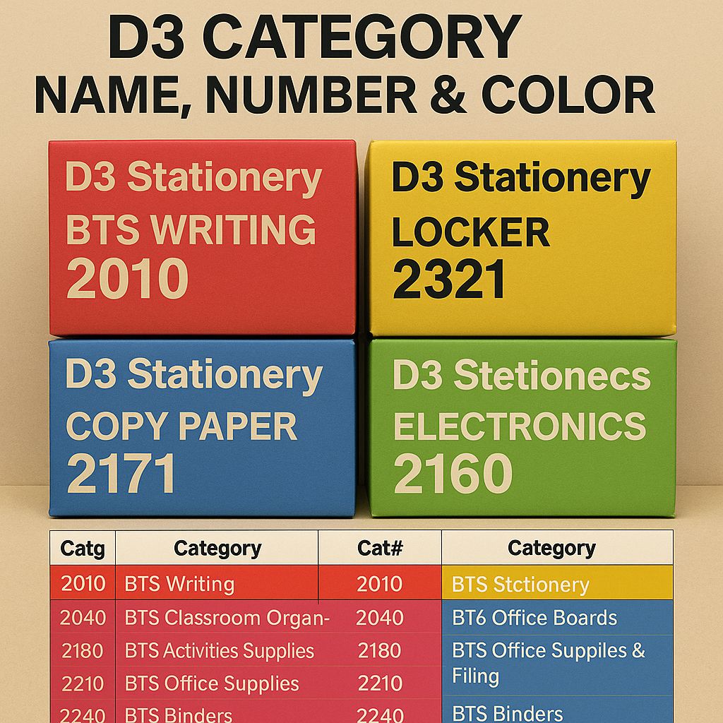 D3 Category Name, Number & Color - Holidaypac