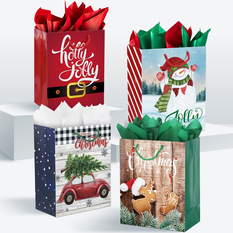 Custom christmas gift Paper bags in bulk - Holidaypac