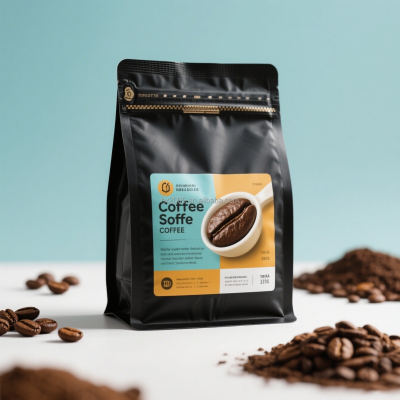 Custom Stand Up Pouch in Flat Bottom Pouch Type for Coffee Bean Storage - Holidaypac