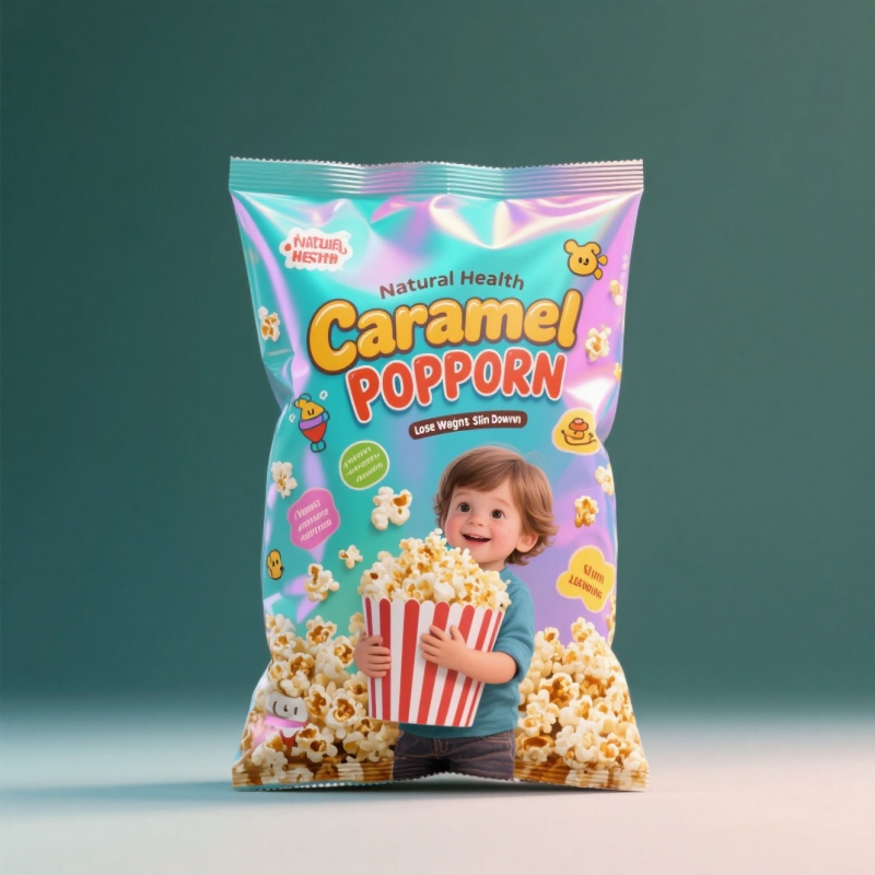 Custom Aluminum Foil Back-Sealed Flat Pillow Pouch Bag for Popcorn - Holidaypac Custom Aluminum Foil Back-Sealed Flat Pillow Pouch Bag for Popcorn - Holidaypac