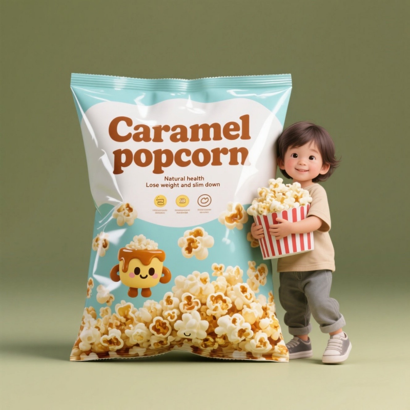 Custom Aluminum Foil Back-Sealed Flat Pillow Pouch Bag for Popcorn - Holidaypac Custom Aluminum Foil Back-Sealed Flat Pillow Pouch Bag for Popcorn - Holidaypac