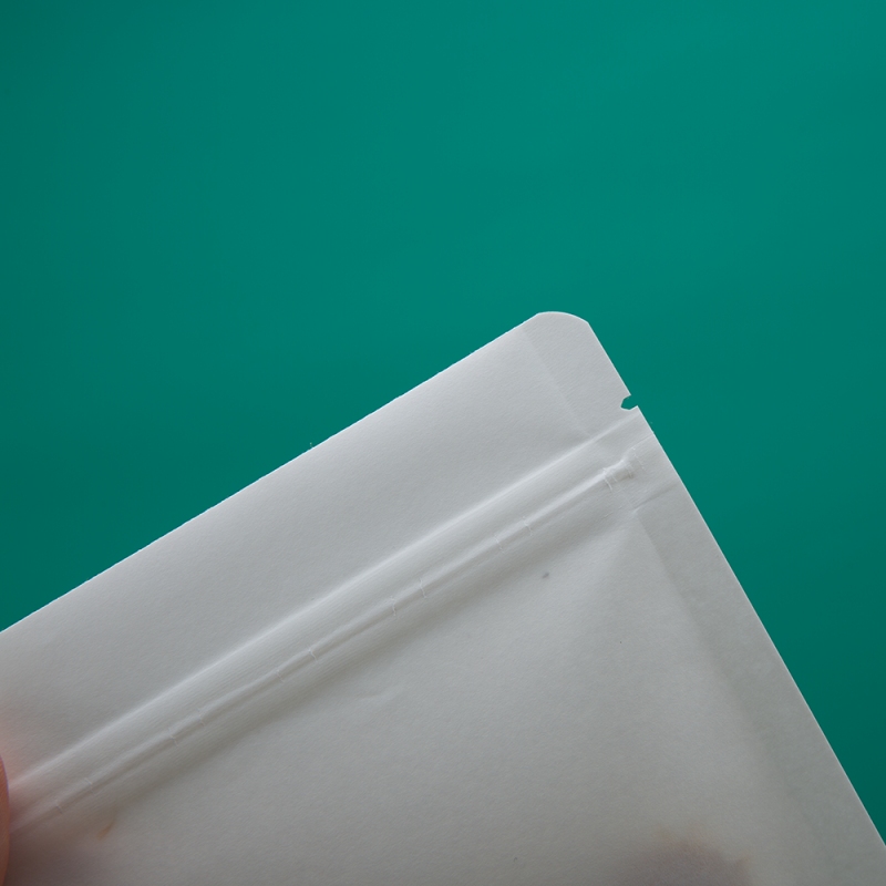 Custom White Kraft Paper Zipper Bottom Gusset Seal Pouch for Snack Bean Dry Food - Holidaypac Custom White Kraft Paper Zipper Bottom Gusset Seal Pouch for Snack Bean Dry Food - Holidaypac