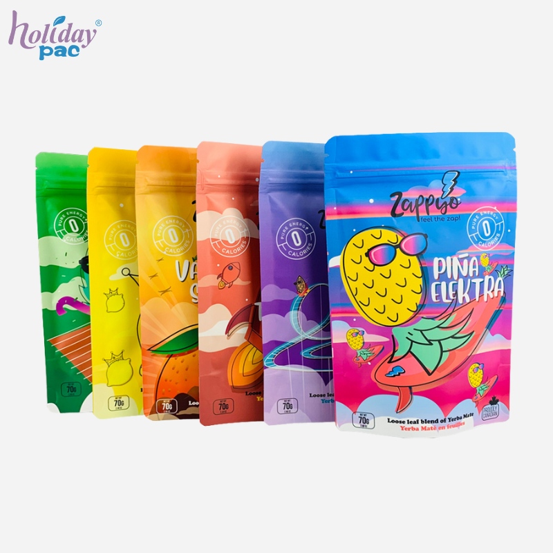 Custom Printing Matte Finished Stand Up Ziplock Pouch Mylar Bags - Holidaypac