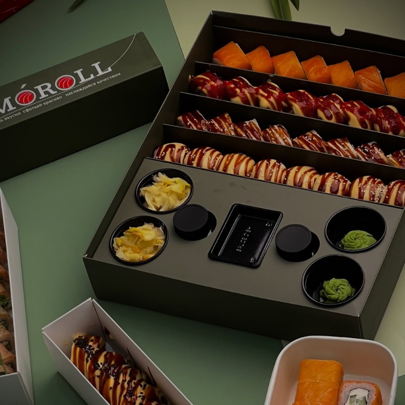 Customized Delivery Sushi Bento Magnetic Paper Box with Insert for Sauce Cups -Holidaypac