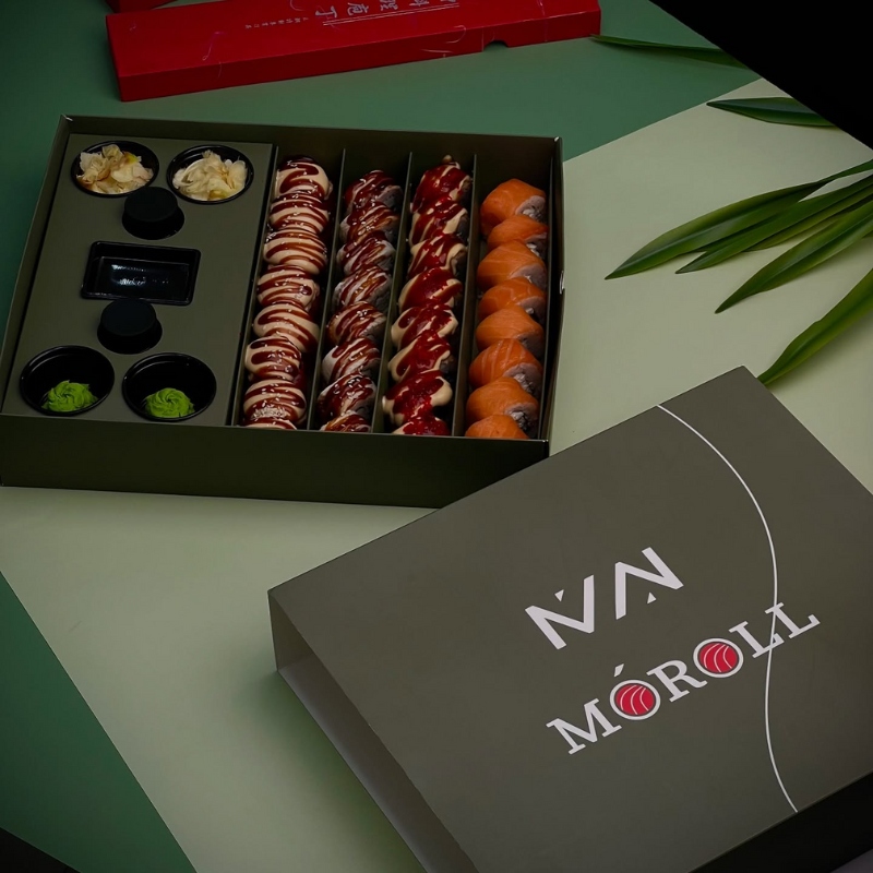 Customized Delivery Sushi Bento Magnetic Paper Box with Insert for Sauce Cups -Holidaypac