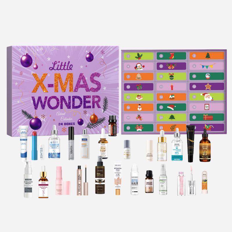 HOLIDAYPAC Custom Advent Calendar Empty Luxury Cardboard Paper Gift Beauty Cosmetic Packaging Countdown Christmas Advent Calendar Box