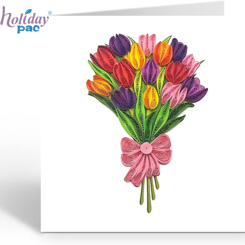 Wholesale 3D Tulip Floral Quilling Card for Love Friend Mom Birthday - Holidaypac