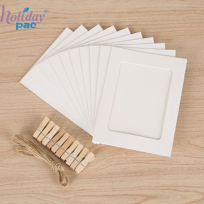 Custom Kraft Paper Photo Frames with Wooden Clips and Jute String for Party Wall Hanging Display - Holidaypac Custom Kraft Paper Photo Frames with Wooden Clips and Jute String for Party Wall Hanging Display - Holidaypac