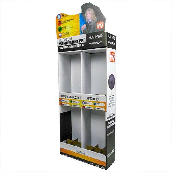 POS Or Umbrella 4 Box FSDU Cardboard Display Rack Floor Carton Stand POP Pocket for Underwear