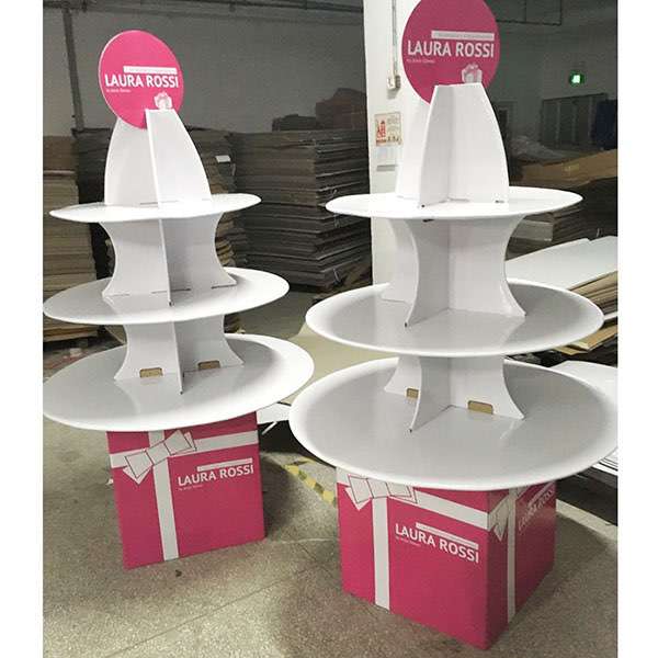 Factory Price Custom Corrugated Promotional Big Size Cardboard Floor Cake Display Stands   HLD-YPZ066