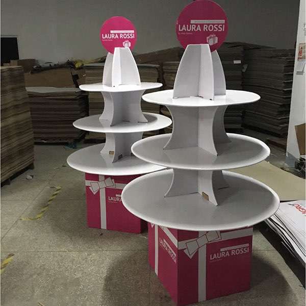 Factory Price Custom Corrugated Promotional Big Size Cardboard Floor Cake Display Stands   HLD-YPZ066