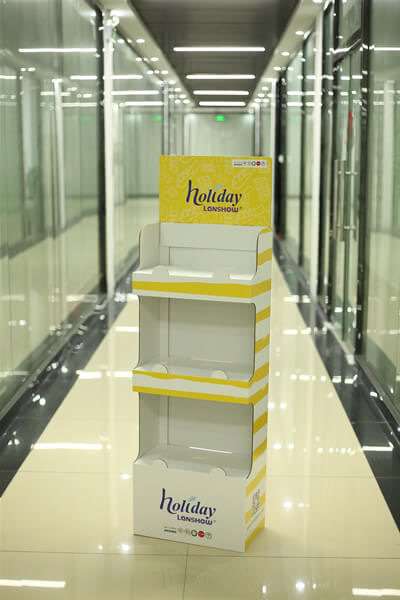 Supermarket Foldable POP Carton Stand Custom Retail Portable POS Cardboard Floor Display HLD-F903