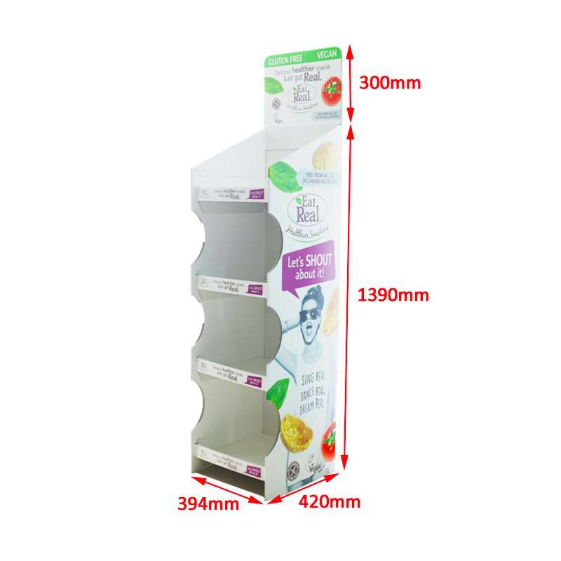 High Quality Pop Up Supermarket Cardboard Food Floor Display Stand