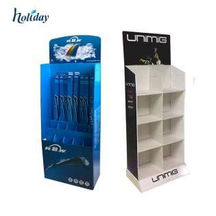 Wholesale custom Cardboard Retail Display Units Corrugated Floor Standing Book Display Shelf with Pockets