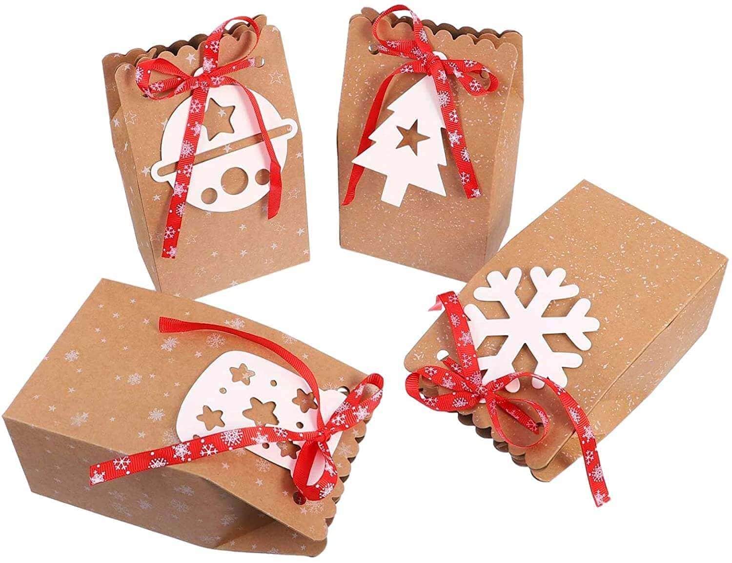 Christmas Kraft Paper Biscuit Goodies Storage Boxes Gift Bags for Party