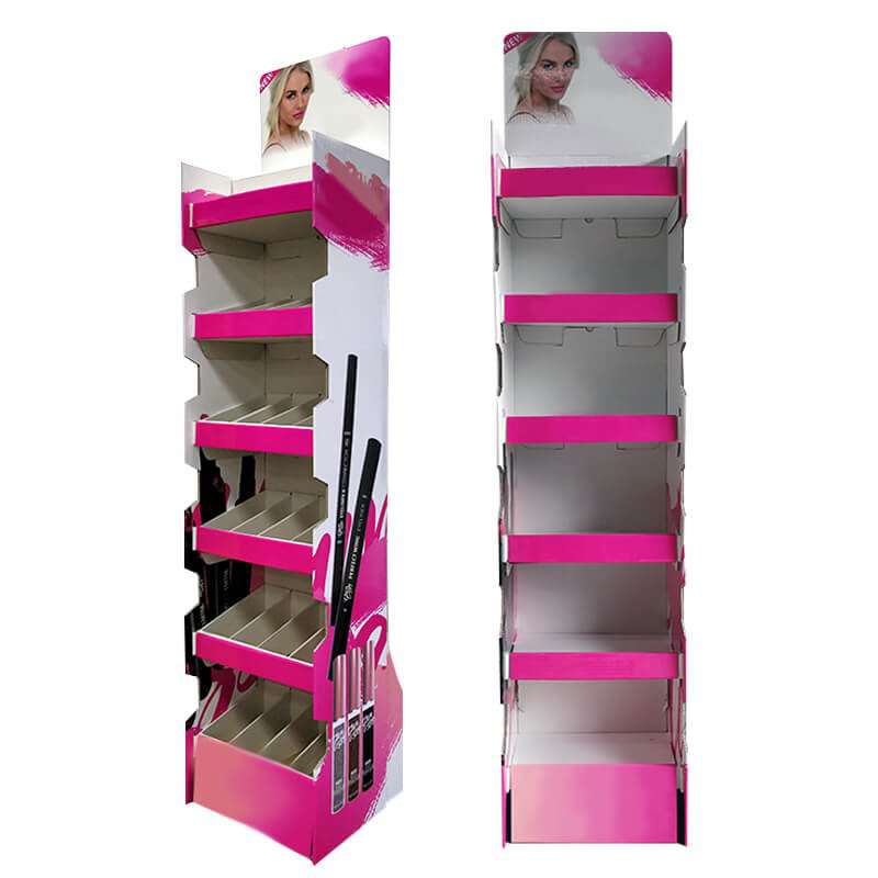 Makeup Cosmetics Eyeshadow Floor Shlef Display Stand Racks Custom Cardboard