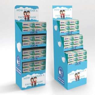 Cardboard Pharmacy Disposable Face-Mask Custom Printing Logo Easy Tier Display Rack