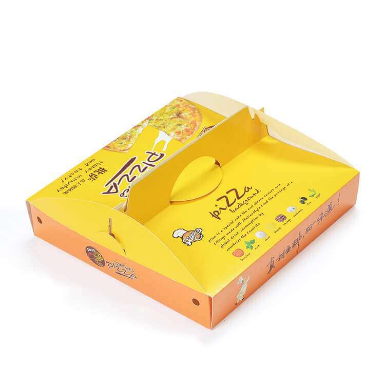 Wholesale Yellow Portable Pizza Takeaway Box White Card Pizza Box Food Grade Folding Color Box