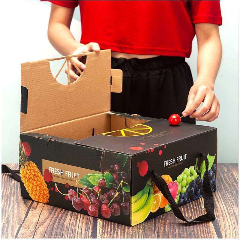 Wholesale Fruit Gift Packaging Box Peach Grape Portable Corrugated Color Box Custom