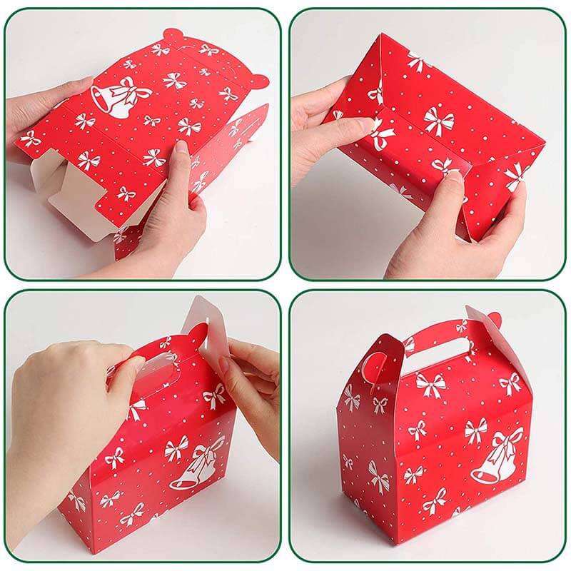 Wholesale Custom Christmas Treat Boxes Candy Red Gift Boxes Holiday Party Favor Supplies