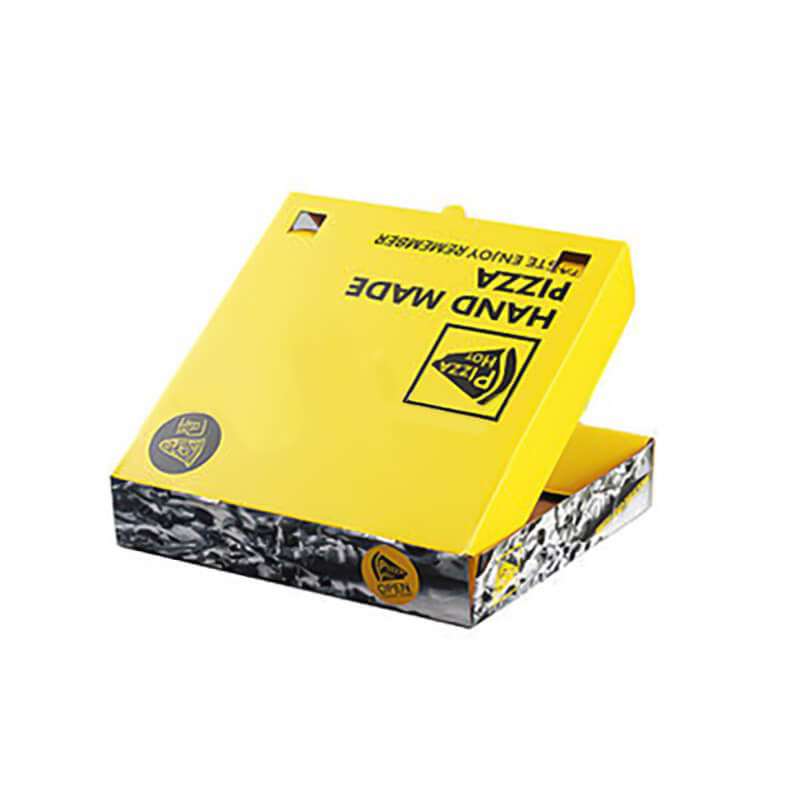 Wholesale Custom Pizza Boxes Recyclable Corrugated Cardboard Packaging Yellow Food Box